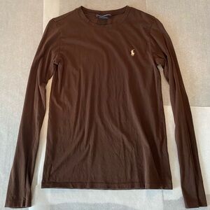 Ralph Lauren Sport, long sleeve shirt, brown, size Medium, 100% Pima cotton